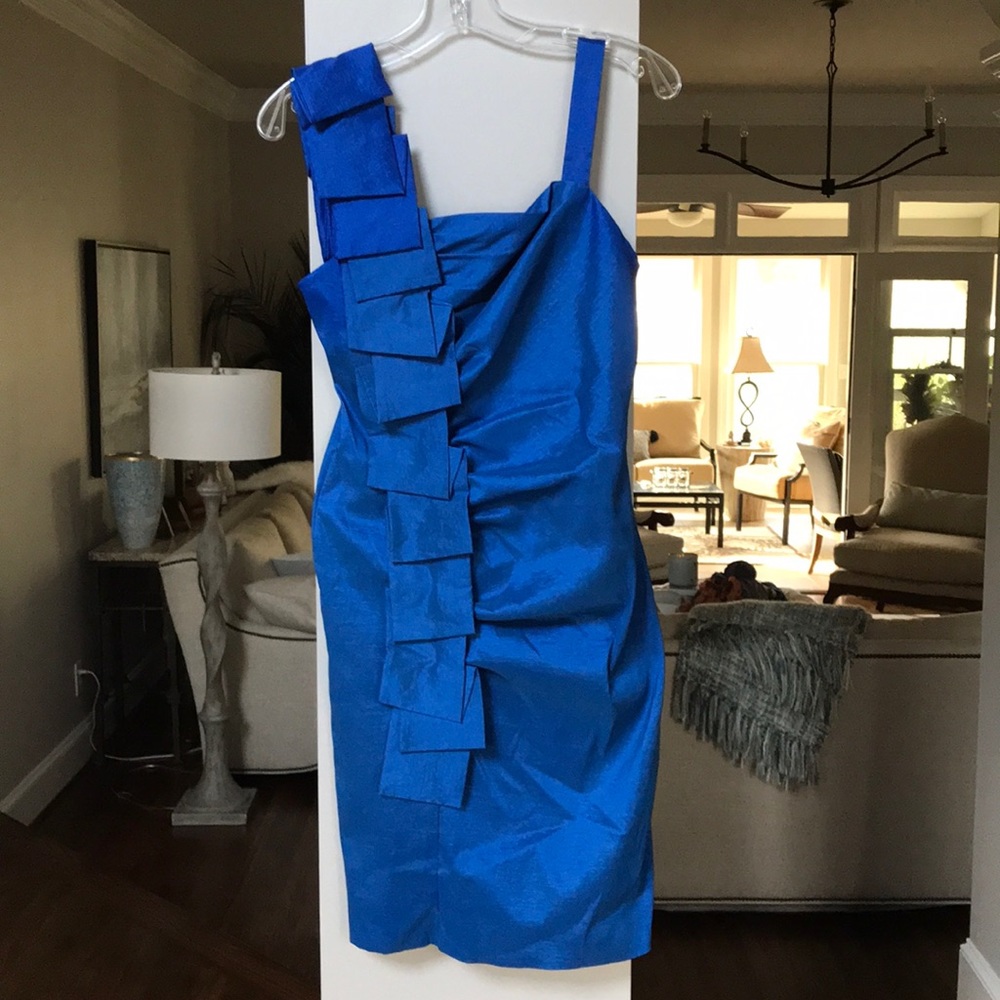 Royal blue satin dress - Picture 3 of 4